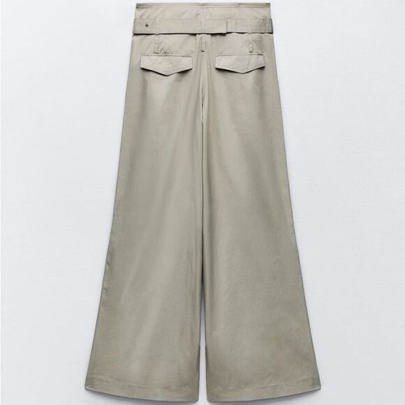 ZARA BELTED FULL-LENGTH PANTS WIDE LEG - Picture 4 of 12